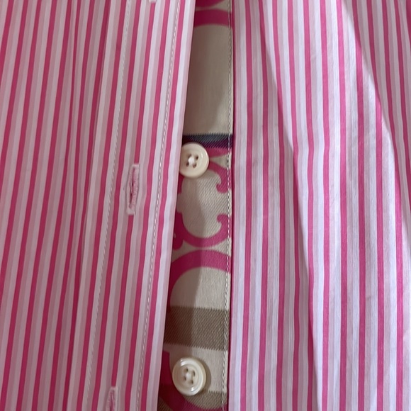 Pink and white pinstripe button down blouse - Picture 5 of 7